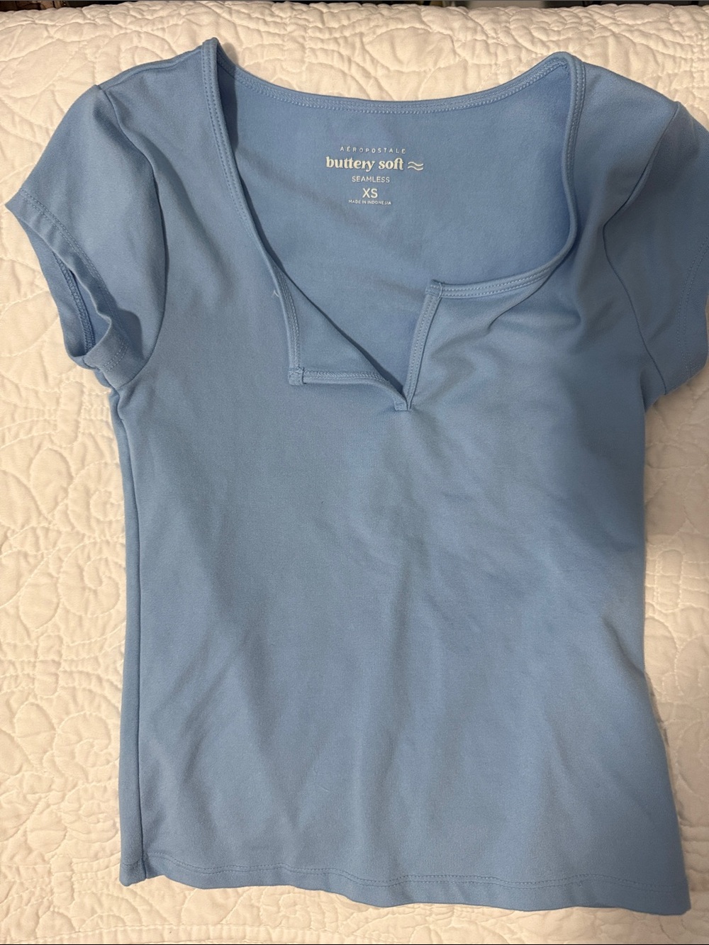 Aeropostale Light Blue Scoop Neck Short Sleeve Top